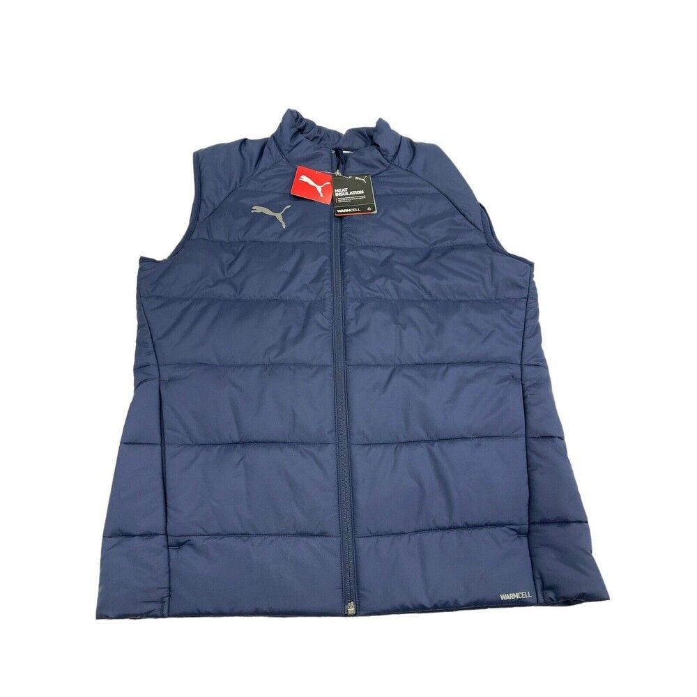 PUMA Men's Teamliga Vest Jacket Puffer Medium, Peacoat Warmcell Navy Blue NWT